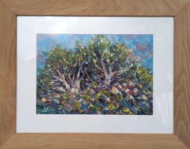 Painting titled "Bouquet d'arbres" by Francis Jalibert, Original Artwork, Oil Mounted on Other rigid panel