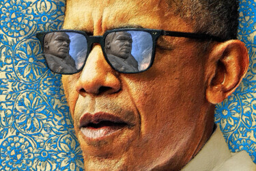 绘画 标题为“Barack Obama Martin…” 由Tony Rubino, 原创艺术品, 丙烯 安装在木质担架架上