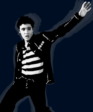 绘画 标题为“Elvis Jailhouse Rock” 由Tony Rubino, 原创艺术品, 丙烯 安装在木质担架架上