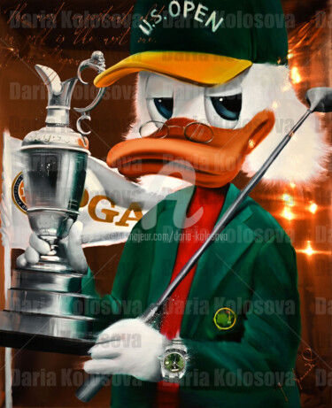 绘画 标题为“Duck Golfer - PGA U…” 由Daria Kolosova, 原创艺术品, 油