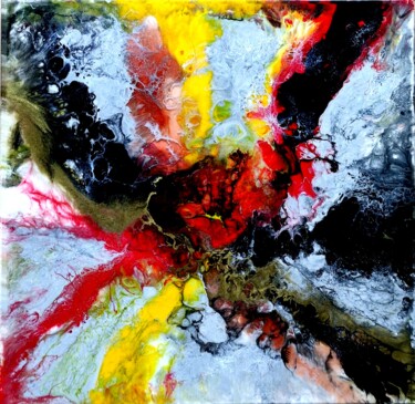 Painting titled ""Trivia"" by Mitty, Original Artwork, Pigments Mounted on Wood Stretcher frame