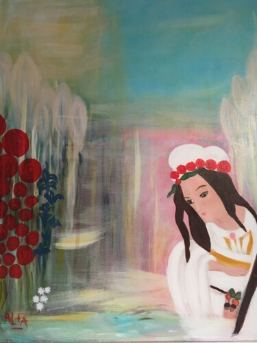 Peinture intitulée "Tranquillité au bor…" par Alexandra Falaise, Œuvre d'art originale, Acrylique Monté sur Châssis en bois