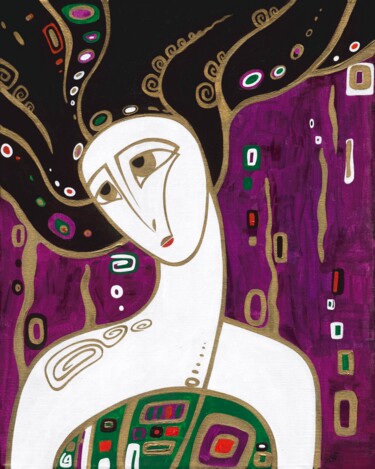 Mermaid, woman portrait 绘画 标题为“Mermaid, woman port…” 由Yulia Belasla, 原创艺术品, 丙烯