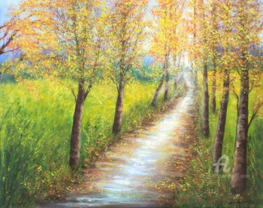 Autumn avenue Pintura intitulada "Autumn avenue" por Ludmilla Ukrow, Obras de arte originais, Óleo