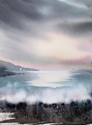 绘画 标题为“ABSTRACTION. SEA. #3” 由Eugenia Gorbacheva, 原创艺术品, 水彩