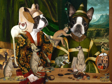 Boston Terrier The goldsmith watchers Painting titled "Boston Terrier The…" by Nobilitydogs, Original Artwork, Digital Painting