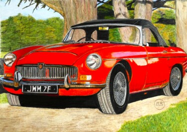 图画 标题为“MG B, voiture, cabr…” 由Pierre Bayet, 原创艺术品, 铅笔