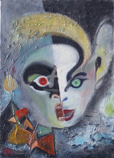 Schilderij getiteld "Ils débarquent" door Esdez, Origineel Kunstwerk, Olie Gemonteerd op Frame voor houten brancard