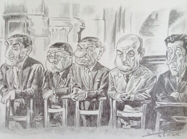 Dessin du film les Tontons Flingueurs réalisé aux crayons. 图画 标题为“Dessin du film les…” 由Gilles Staub (LeCrayonAgile), 原创艺术品, 铅笔