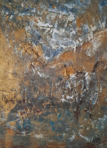 Painting titled "Gold rustic abstrac…" by Queennoble, Original Artwork, Acrylic