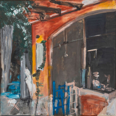 Painting titled "Café Parisienne" by Birgit Leßmann, Original Artwork, Acrylic