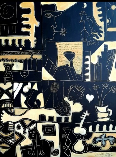 Les rêves de prevert Peinture intitulée "Les rêves de prevert" par Juliette B'Art, Œuvre d'art originale, Acrylique Monté sur Châssis en bois