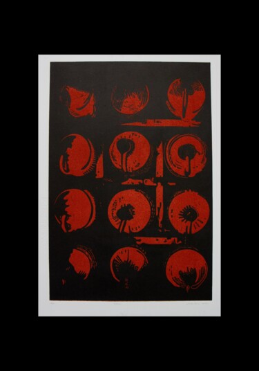 印花与版画 标题为“'DISCOS'” 由Alota Ribeiro, 原创艺术品, Linocuts