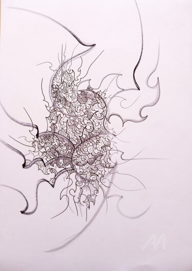 图画 标题为“calligraphie 2” 由Céline Dudoret, 原创艺术品, 中性笔