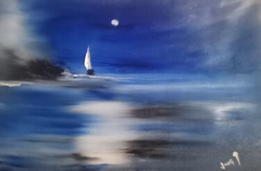 Peinture intitulée "Talking to the moon" par Pascal Jung, Œuvre d'art originale, Huile