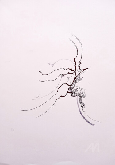 图画 标题为“calligraphie 10” 由Céline Dudoret, 原创艺术品, 中性笔
