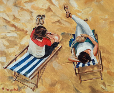 Peinture intitulée "Paris-plage" par Pascal Brachet, Œuvre d'art originale, Huile