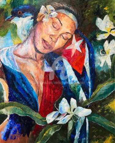 Peinture intitulée "Autoportrait" par Meiling Alvarez Marquez, Œuvre d'art originale, Huile Monté sur Châssis en bois