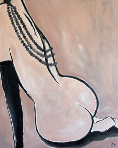 Madame with Gorgeous Buttocks Schilderij getiteld "Madame with Gorgeou…" door Kristina Mallen, Origineel Kunstwerk, Olie Gemonteerd op Frame voor houten b…