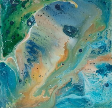 图画 标题为“vagues dans l'espace” 由Iakim, 原创艺术品, 丙烯 安装在木质担架架上