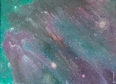 图画 标题为“pluie d'espace” 由Iakim, 原创艺术品, 丙烯 安装在木质担架架上