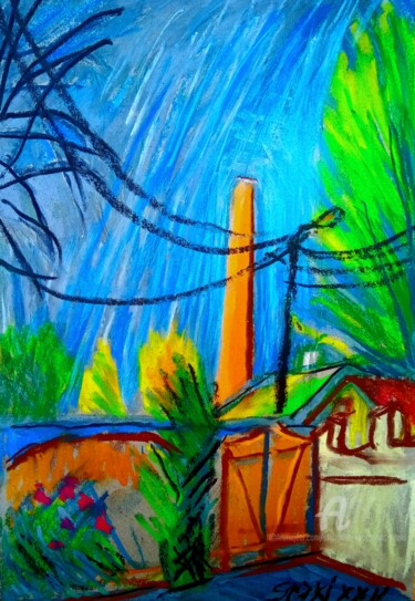 Painting titled "Vue direct" by Slobodan Spasojevic (Spaki), Original Artwork, Pastel