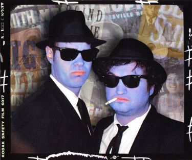 Digital Arts titled "Blues Brothers Sepia" by Tony Rubino, Original Artwork, Digital Painting Mounted on Wood Stretcher frame