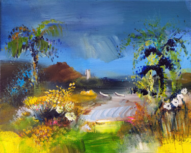 "Ressac en péninsule" başlıklı Tablo Muriel Cayet tarafından, Orijinal sanat, Akrilik Ahşap Sedye çerçevesi üzerine monte ed…