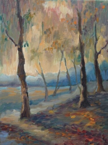 Painting titled "Golden haze" by Horia Solomon, Original Artwork, Oil