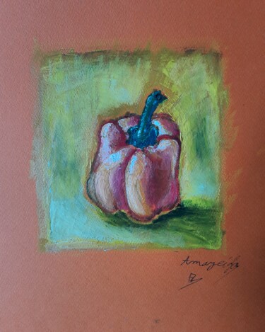 Painting titled "Le Poivron Magique" by Amazeigh Bouzékri, Original Artwork, Oil