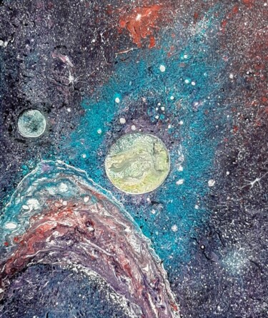 Tekening getiteld "espace violet et pl…" door Iakim, Origineel Kunstwerk, Acryl Gemonteerd op Frame voor houten brancard