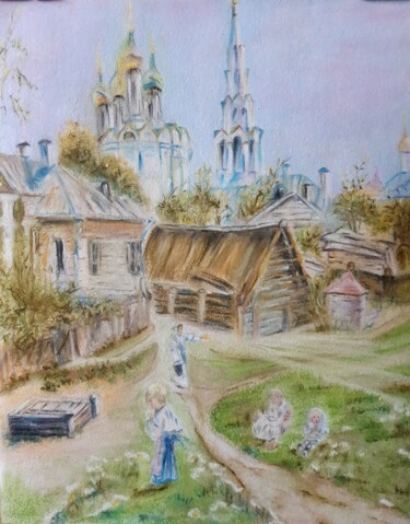 Pittura intitolato "Московский дворик.…" da Irina Androsova, Opera d'arte originale, Pastello