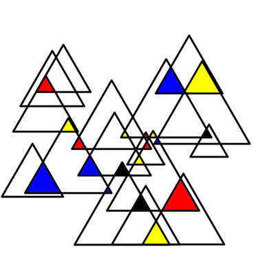 Selfsimilar Mondrian Triangles No.2 Digital Arts titled "Selfsimilar Mondria…" by Dr. Matthias Kerling, Original Artwork, Digital Painting