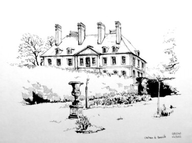 Drawing titled "Château de Carnevil…" by Veronique Gaudin, Original Artwork, Ink