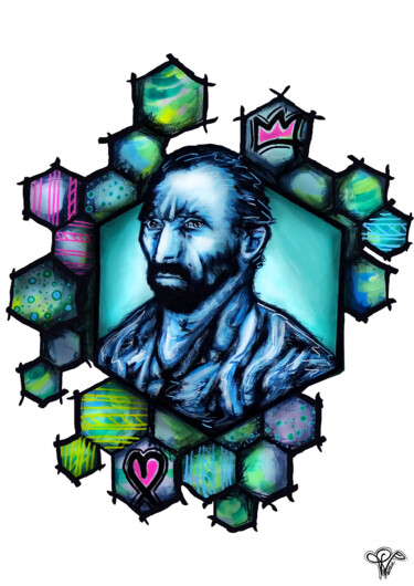 Tirage sur papier d'art Vincent Van Gogh "Hex Van Gogh" 绘画 标题为“Tirage sur papier d…” 由Pvettese, 原创艺术品, 喷漆