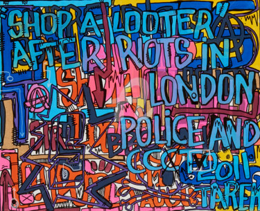绘画 标题为“Shop a looter” 由Tarek Ben Yakhlef, 原创艺术品, 标记 安装在木质担架架上