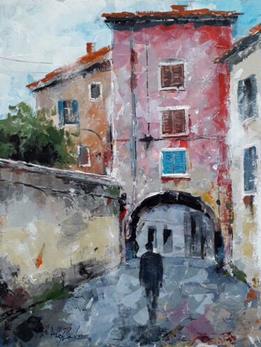 Painting titled "Wet day in Venice" by Alex Ziev, Original Artwork, Acrylic