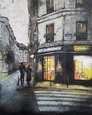 Painting titled "France Cityscape Wa…" by Alex Ziev, Original Artwork, Acrylic