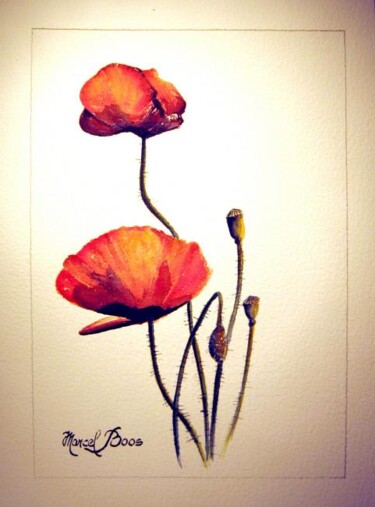 Peinture intitulée "Coquelicot en duo" par Marcel Boos, Œuvre d'art originale