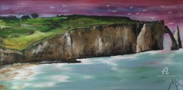 Peinture intitulée "Etretat" par Marina Argentini, Œuvre d'art originale, Pigments Monté sur Châssis en bois