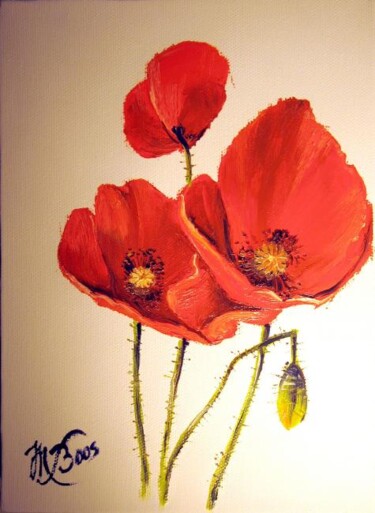 Peinture intitulée "Coquelicot en trio…" par Marcel Boos, Œuvre d'art originale