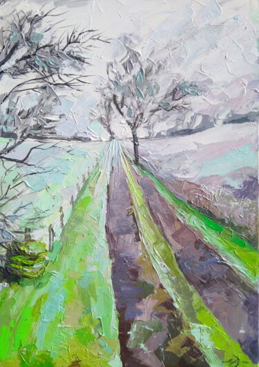 Summer in winter - Volume canvas painting landscape Pintura intitulada "Summer in winter -…" por Leyla Zhunus, Obras de arte originais, Acrílico Montado em Armação em madeira