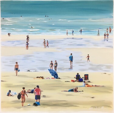 Painting titled "Espace marin" by Cathy Doutreligne, Original Artwork, Acrylic Mounted on Wood Stretcher frame