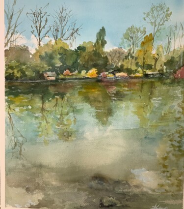 Malerei mit dem Titel "Chez Monet" von Michel Kulisa, Original-Kunstwerk, Aquarell