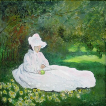 John ajoute pommes (2014) pour Claude Monet (1872) Peinture intitulée "John ajoute pommes…" par Applestrophe, Œuvre d'art originale, Acrylique