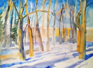 Painting titled "Pouchkine. Mars" by Iurii Kozliuk, Original Artwork, Watercolor