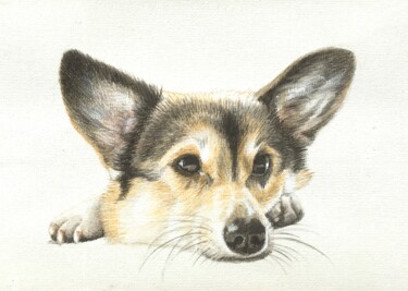 Painting titled "Le berger" by Isabelle Molinard, Original Artwork, Watercolor