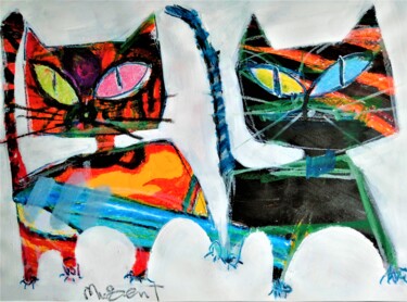 Painting titled "兄弟" by Bo Sheng Tian Zhong, Original Artwork, Acrylic Mounted on Wood Stretcher frame