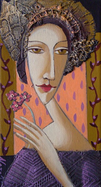 绘画 标题为“Lady with an oxalis…” 由Natalia Kaza, 原创艺术品, 丙烯