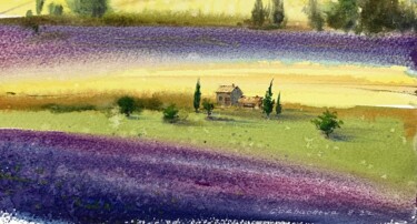 제목이 "LAVENDER FIELDS"인 미술작품 Eugenia Gorbacheva로, 원작, 수채화